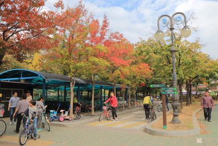 Seoul South Korea  October 22, 2016: Unidentified people visit Eouido Park in Seoul.のeditorial素材