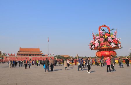 Beijing China - October 29, 2016: Unidentified people visit Tiananmen Square.のeditorial素材