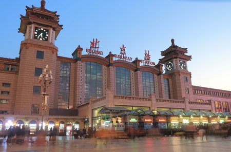 Beijing China - October 29, 2016: Unidentified people travel at Beijing railway station.のeditorial素材