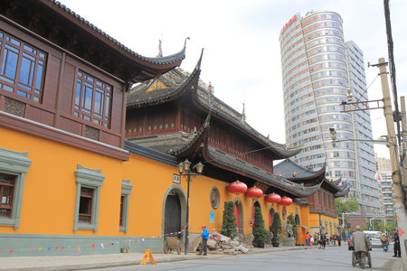 Shanghai China - October 30, 2016: Unidentified people visit Jade Buddha Temple.