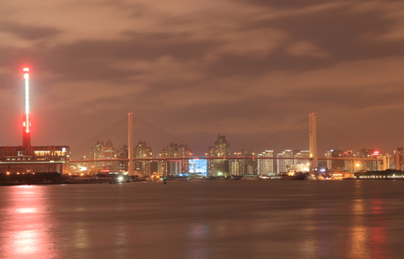 Shanghai Huangpu river cityscape Chinaの写真素材