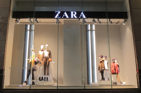 Shanghai China  November 1, 2016: ZARA shop. ZARA is a Spanish clothing and accessories retailer based in Galicia Spain founded in 1975.のeditorial素材