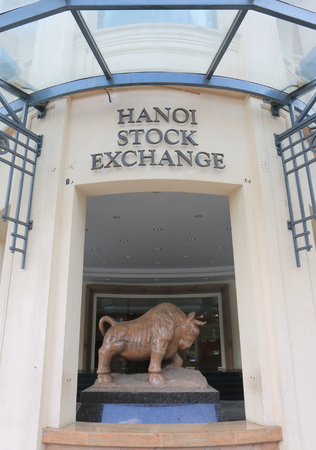 Hanoi Vietnam - Novrember 22, 2016: Hanoi Stock Exchange. Hanoi Stock Exchange NHX was the second securities trading center to open in Vietnam.のeditorial素材