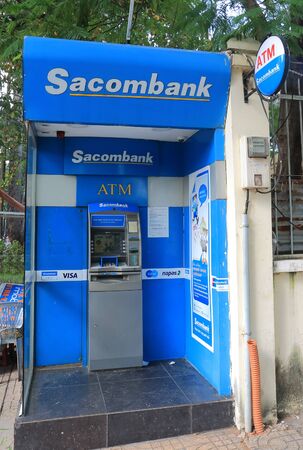 Ho Chi Minh City Vietnam - Novrember 27, 2016: Sacombank ATM. Sacombank Saigon Commercial Bank is a Vietnamese bank founded in 1991.のeditorial素材
