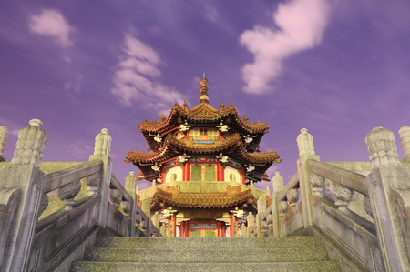 Traditional pavilion at 228 Peace Park in Taipei Taiwan. 228 Peace Park is located in the middle of Taipei downtown.の写真素材