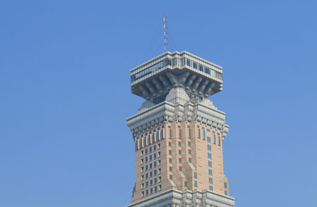 Kaohsiung Taiwan - December 15, 2016: Contemporary skyscraper in downtown Kaohsiung.