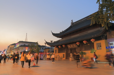 Suzhou China - November 3, 2016: Unidentified people visit Guanqian shopping street.のeditorial素材
