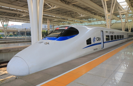 Shanghai China  November 4, 2016: CRH China Railway High speed train. China Railway High speed is the high speed rail service operated by China Railway.のeditorial素材
