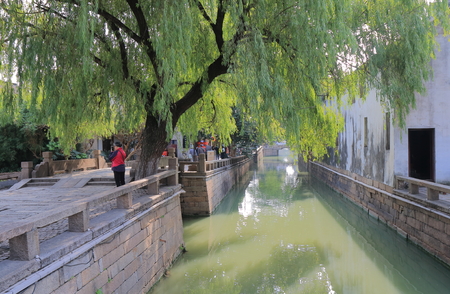 Suzhou China - November 3, 2016: Unidentified people visit Pingjiang historical street. Pingjiang historical street was a major thoroughfare of eastern Suzhou in Southern Song Dynasty.のeditorial素材