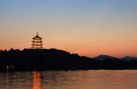 West lake landscape Hangzhou Chinaのeditorial素材