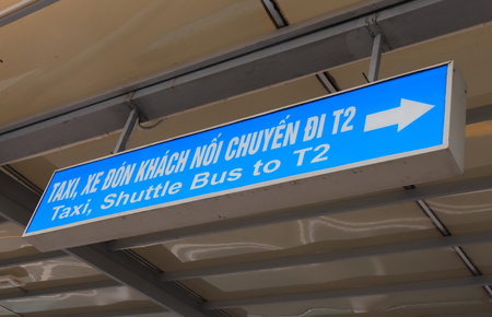 Hanoi Vietnam - November 25, 2016: Hanoi International airport taxi and shuttle bus sign in Hanoi Vietnamのeditorial素材