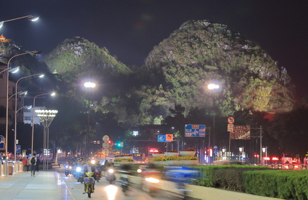Seven Star mountain night cityscape Guilin China.の写真素材