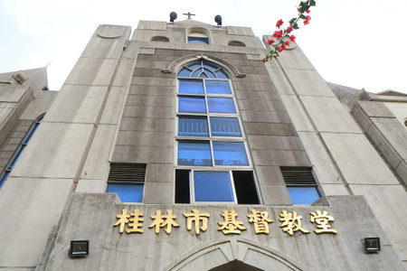 Guilin Christian church in Guilin China.のeditorial素材