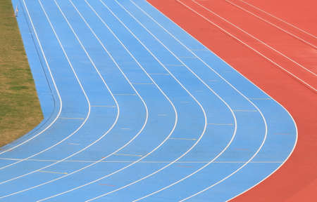 Running track field at sports stadiumの写真素材