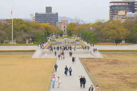 Hiroshima Japan - March 20, 2017:People visit at Hiroshima Peace Memorial Parkのeditorial素材