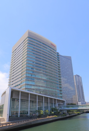 Yokohama Japan - May 29, 2017: NISSAN car manufacturer the headquarter office in Yokohama Japan.のeditorial素材