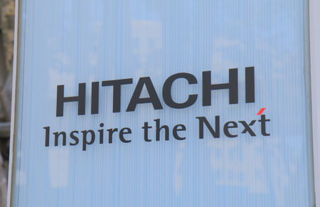 Yokohama Japan - May 29, 2017: Hitachi... Hitachi is a Japanese multinational electronics company headquartered in Tokyo Japan.のeditorial素材