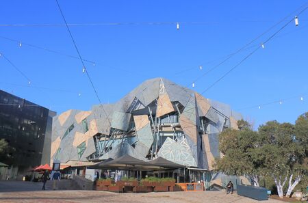 Melbourne Australia - June 30, 2017: People visit Federation Square in Melbourne.のeditorial素材