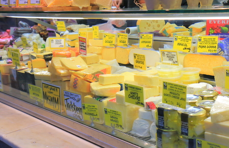 Melbourne Australia - July 2, 2017: Dairy product shop Queen Victoria marketのeditorial素材