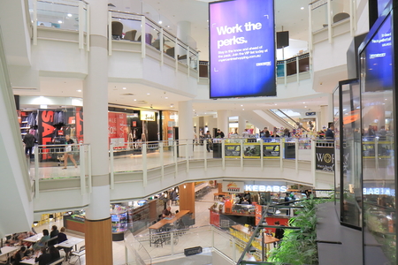 Brisbane Australia - July 9, 2017: People visit Myer department store on Queen Street mall in downtown Brisbane Australia.のeditorial素材