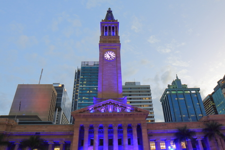 Brisbane Australia - July 9, 2017: City Hall Museum of Brisbane historical architecture Australiaのeditorial素材
