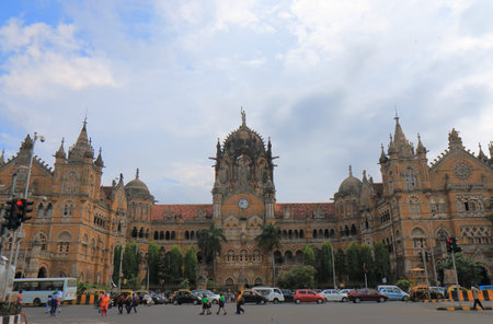 Mumbai CST train station historical architecture Mumbai Indiaのeditorial素材