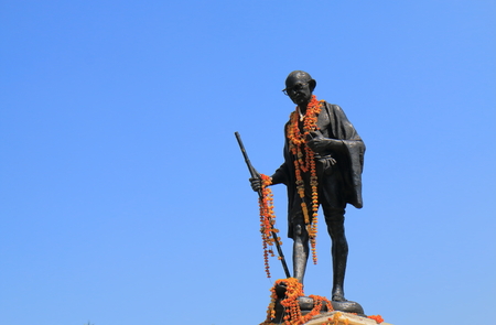 Udaipur India - October 16, 2017: Mahhatma Gandhi statue at Sajjan Nivas park Udaipur India.のeditorial素材