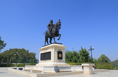 Udaipur India - October 17, 2017: Maharana Pratap statue in Moti Magri in Udaipur India.のeditorial素材