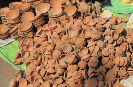 Candle tray for Diwali festival Jodhpur Indiaの写真素材