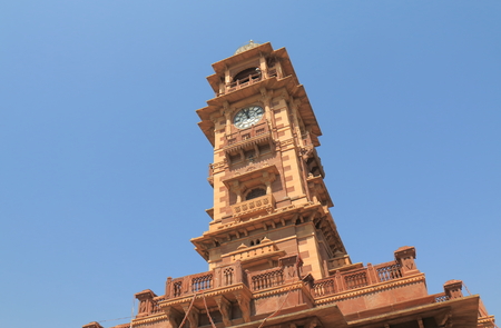 Street market clock tower Jodhpur Indiaの写真素材