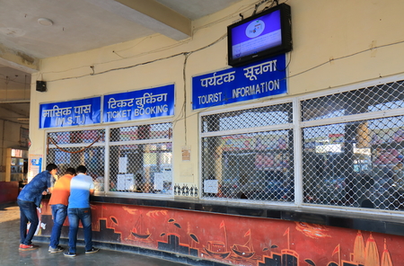 Varanasi India - November 4, 2017: People travel at Varanasi bus terminal in Varanasi India.のeditorial素材