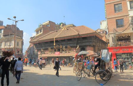 Kathmandu Nepal - November 10, 2017: People visit Akash Bhairab temple in Kathmandu Nepal.のeditorial素材