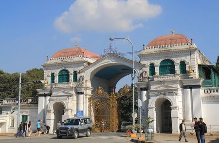 Kathmandu Nepal - November 10, 2017: People visit Singha Durbar Parliament of Nepal government office in Kathmandu Nepal.のeditorial素材