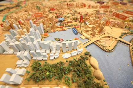 Singapore-November 15, 2018: Singapore city map display at Singapore City Gallery Singapore