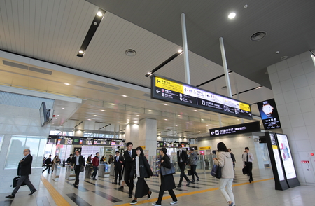 Osaka Japan - November 14, 2018: Unidentified people commute at Osaka train station Japan.のeditorial素材
