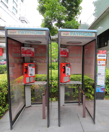 Singapore-November 17, 2018: Singapore Public pay phoneのeditorial素材