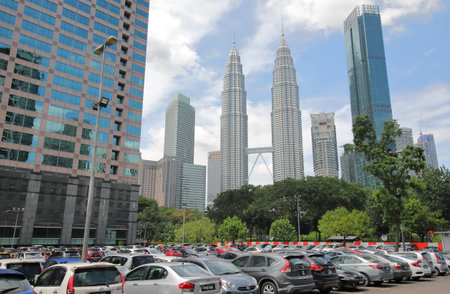 Kuala Lumpur Malaysia - November 22, 2018: Car park in downtown Kuala Lumpur Malaysia
