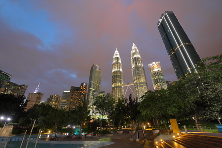 Kuala Lumpur night cityscape Malaysiaのeditorial素材