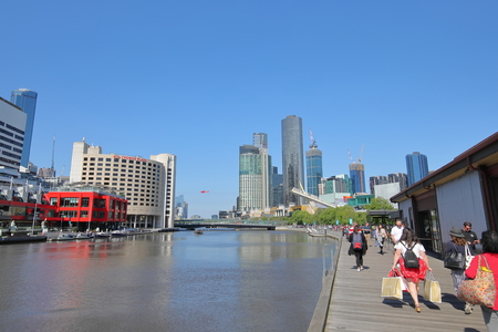 Melbourne Australia - November 30, 2018: Unidentified people visit South Wharf in Melbourne Australiaのeditorial素材