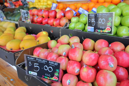 Melbourne Australia - December 1, 2018: the Fruits shop at Queen Victoria market in Melbourne Australiaのeditorial素材