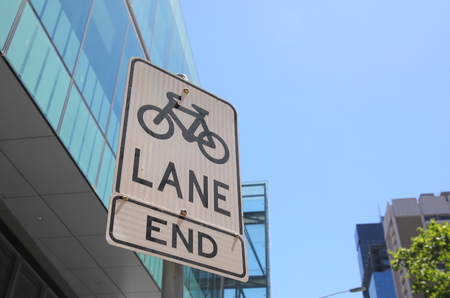 Bicycle lane sign Australiaの写真素材