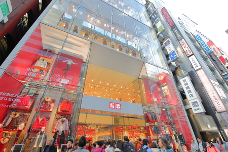 Tokyo Japan - December 10, 2018: Unidentified people visit Uniqlo shop in Ginza Tokyo Japan.のeditorial素材