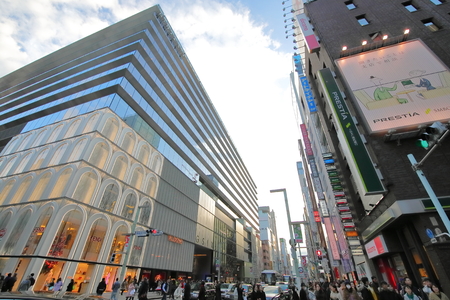 Tokyo Japan - December 10, 2018: Unidentified people visit Ginza shopping street in Ginza Tokyo Japan.のeditorial素材
