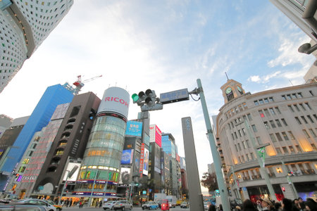 Tokyo Japan - December 10, 2018: Unidentified people visit Ginza shopping street in Ginza Tokyo...