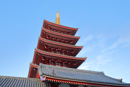 Sensoji temple five story pagoda Tokyo Japanのeditorial素材