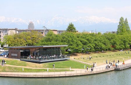 Toyama Japan - May 5, 2019: People visit Toyama Art museum in Toyama Japanのeditorial素材