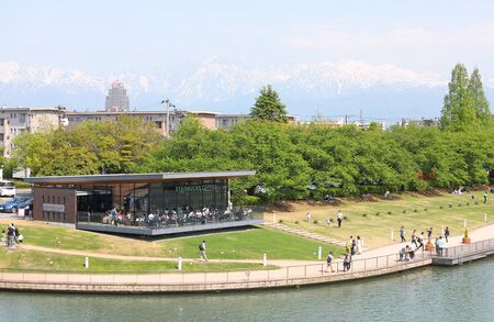 Toyama Japan - May 5, 2019: People visit Toyama Art museum in Toyama Japan