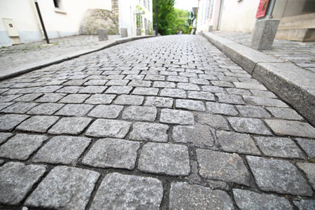 Cobblestone street Montmartre Paris France
