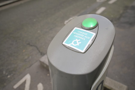 Paris France - May 22, 2019: Charging station for electric cars Paris France