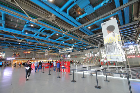 Paris France - May 23, 2019: People visit centre Pompidou art museum Paris France